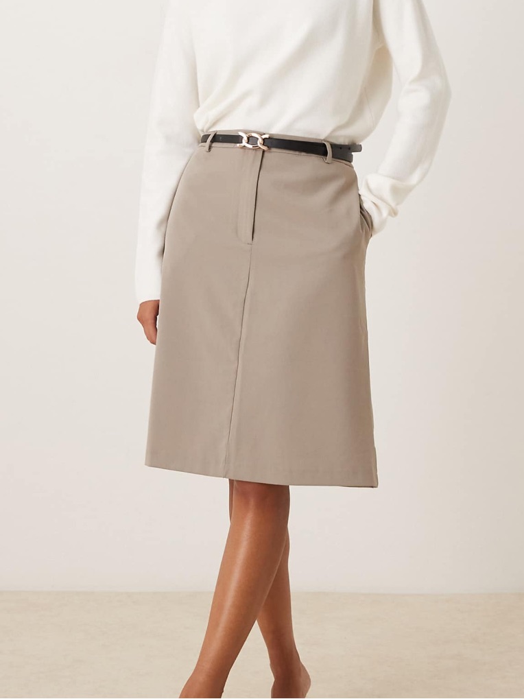 Asos Midi A-Line Skirt In Mocha